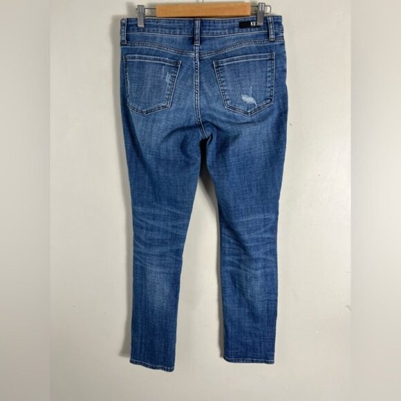 Kut From The Kloth Mid Rise Medium Wash Slim Boyfriend Jeans Size 6 Distressed - Picture 2 of 12